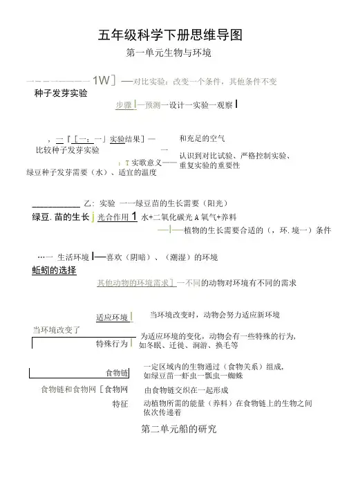 2022年新改版教科版五年级下学期科学全册知识思维导图