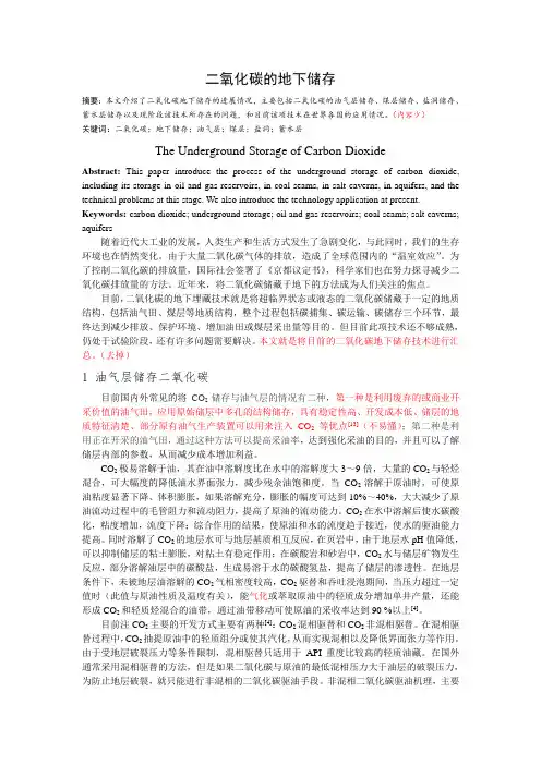 二氧化碳的地下储存