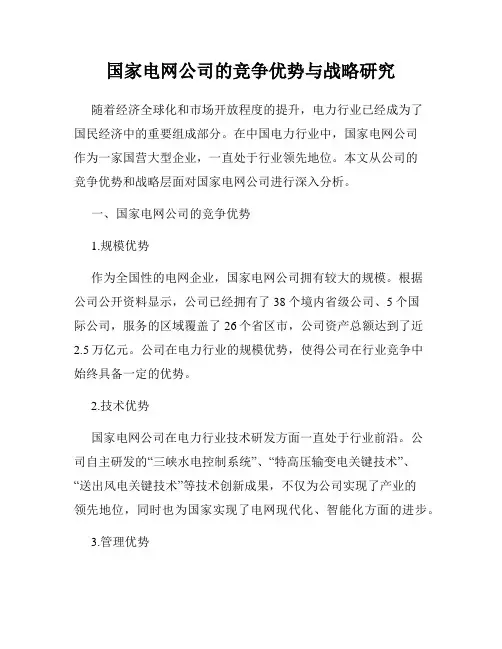 国家电网公司的竞争优势与战略研究