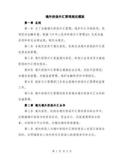 境外担保外汇管理规定模版