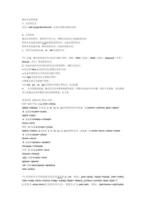 俄语名词的性数
