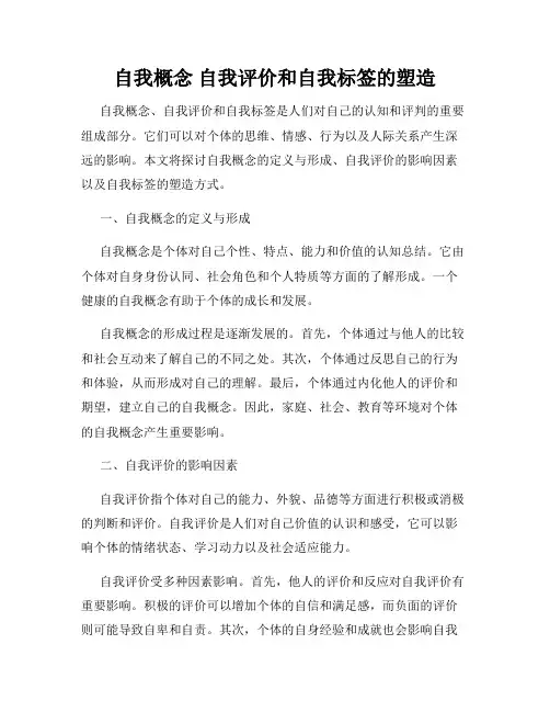 自我概念 自我评价和自我标签的塑造