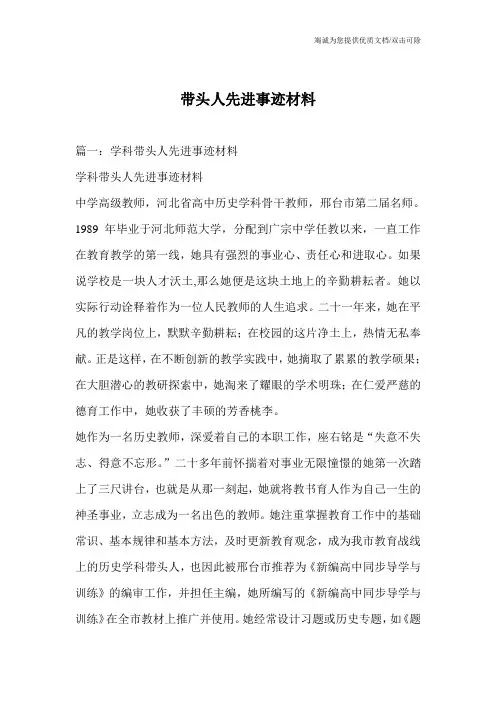 带头人先进事迹材料