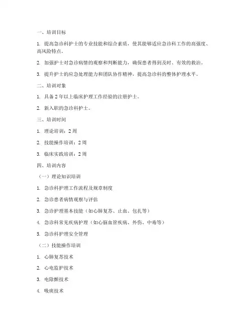 急诊科护士培训计划方案模板