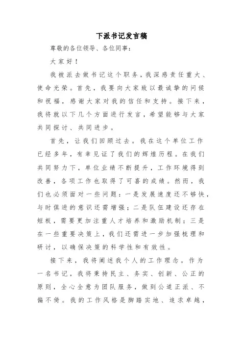 下派书记发言稿