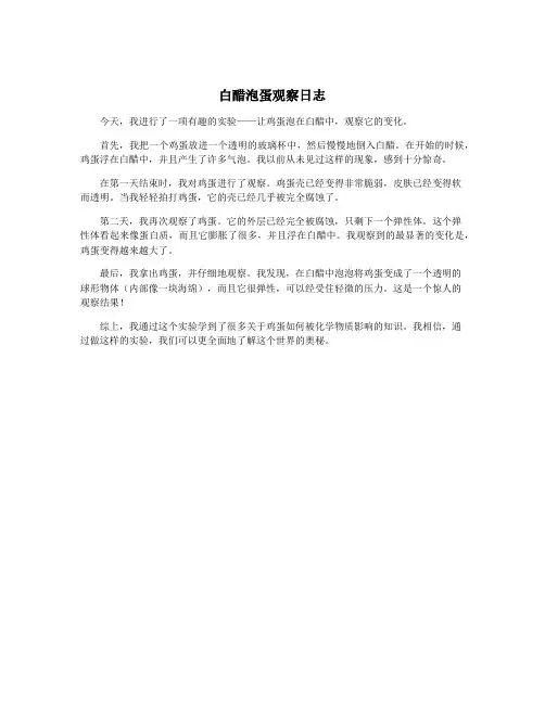 白醋泡蛋观察日志