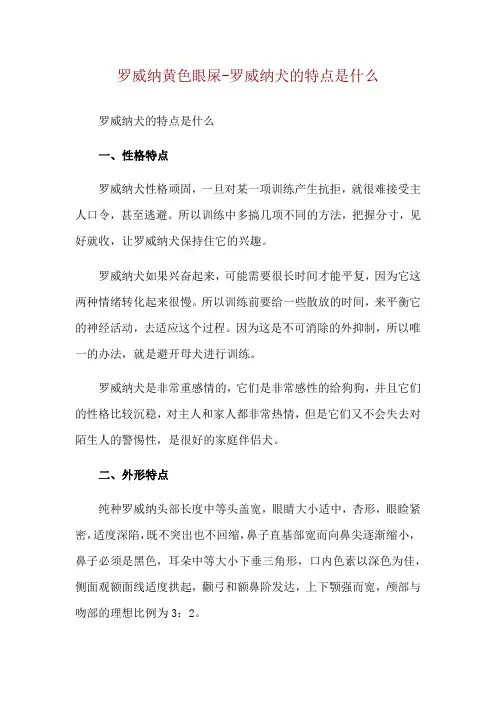 罗威纳黄色眼屎-罗威纳犬的特点是什么