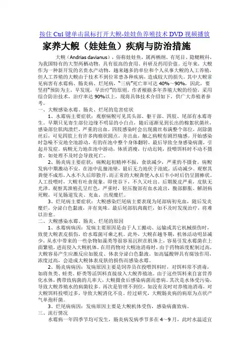 家养大鲵娃娃鱼疾病与防治措施