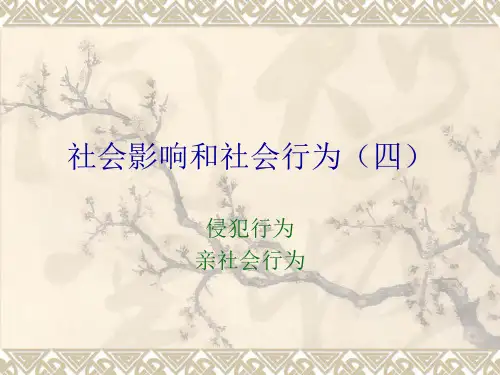 社会心理学第五章社会影响和社会行为(四)侵犯行为和利他行为