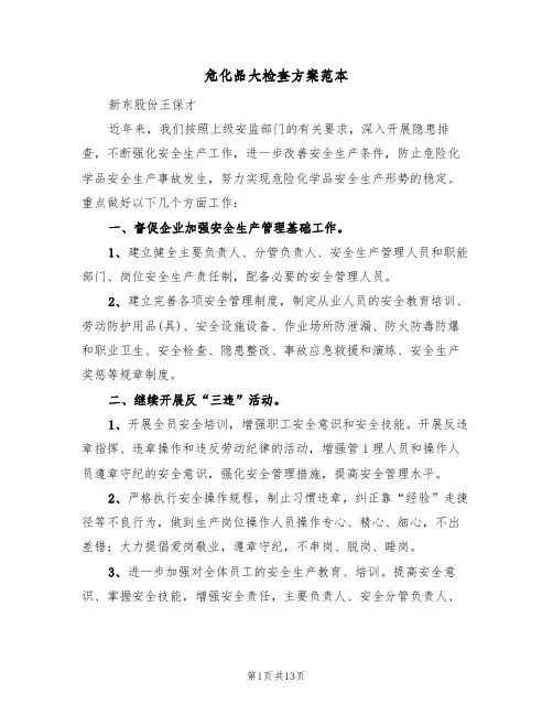 危化品大检查方案范本(5篇)