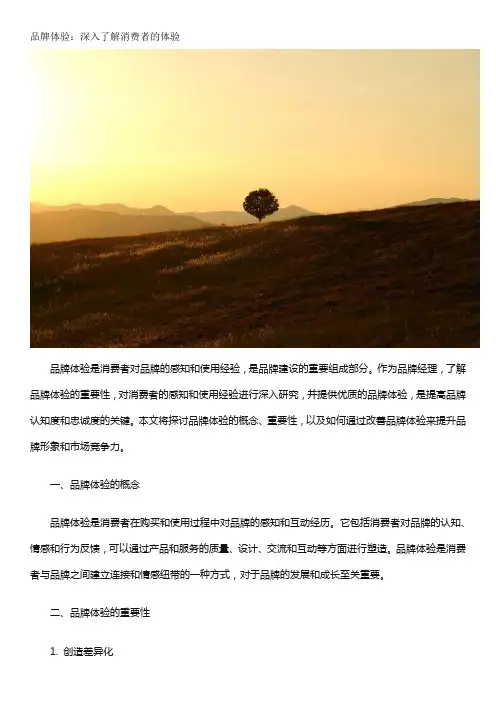 品牌体验：深入了解消费者的体验