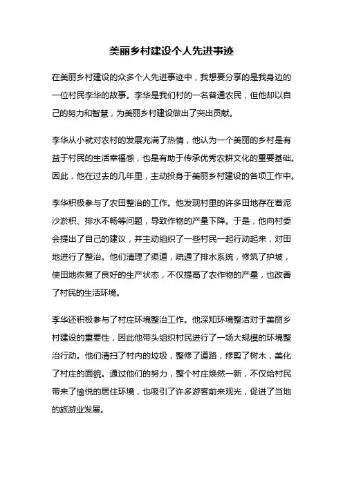 美丽乡村建设个人先进事迹