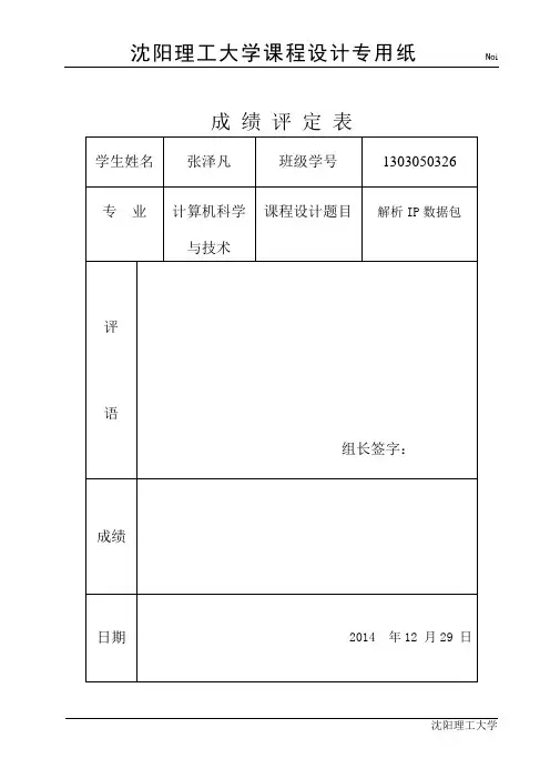解析IP数据包课程设计报告