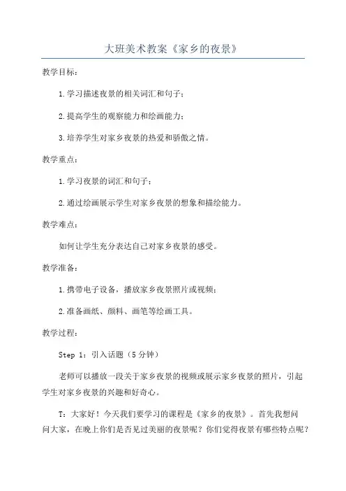 大班美术教案《家乡的夜景》