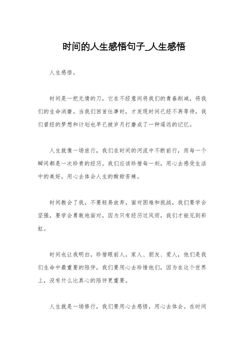 时间的人生感悟句子_人生感悟