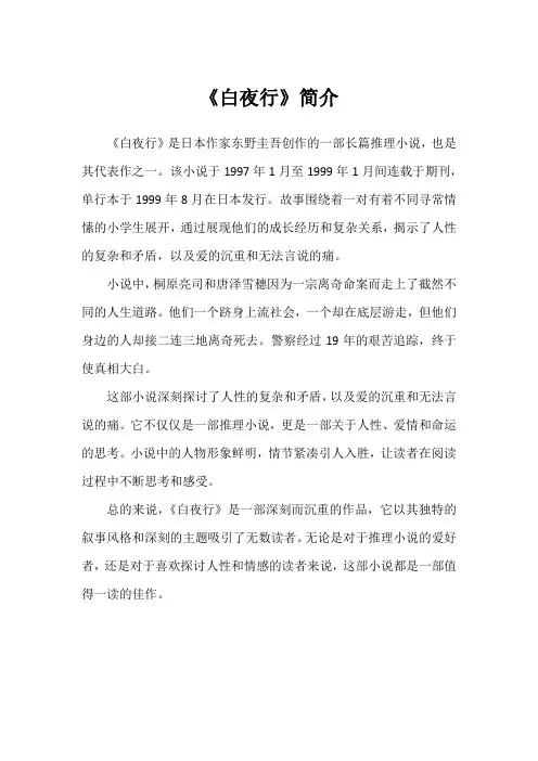 《白夜行》简介