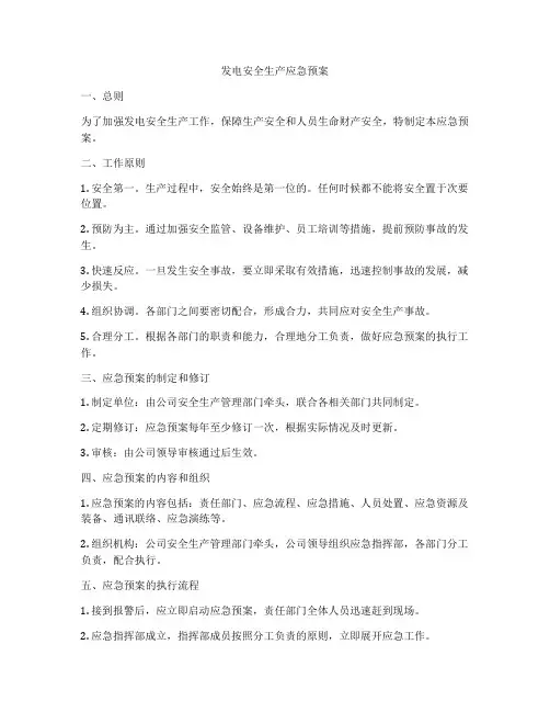 发电安全生产应急预案