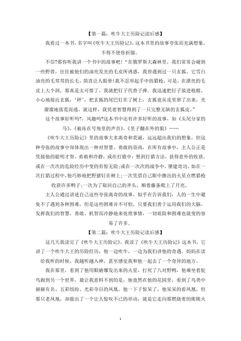 精选吹牛大王历险记读后感1000字范文