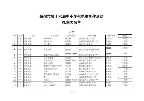 泉州市第十六届中小学生电脑制作活动