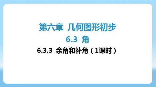〖数学〗角 余角和补角(1课时)课件 2024-2025学年数学人教版七年级上册