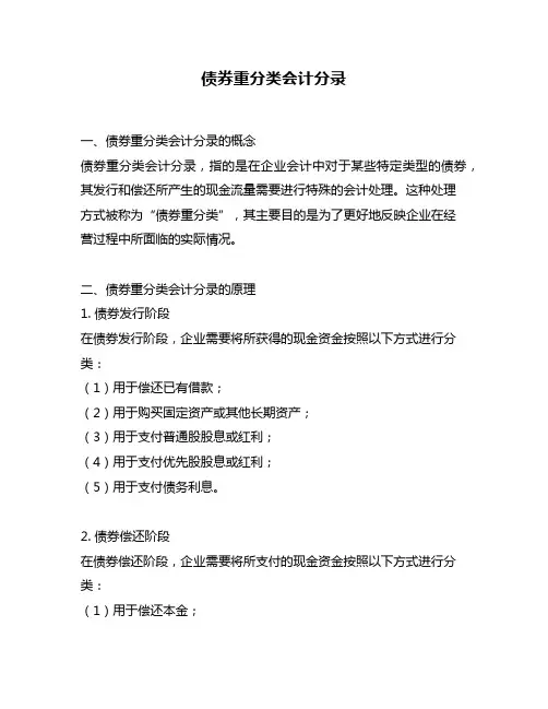 债券重分类会计分录