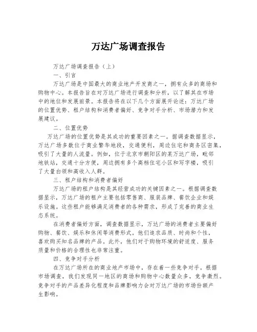 万达广场调查报告