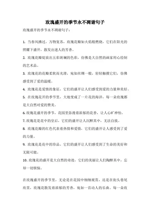 玫瑰盛开的季节永不凋谢句子