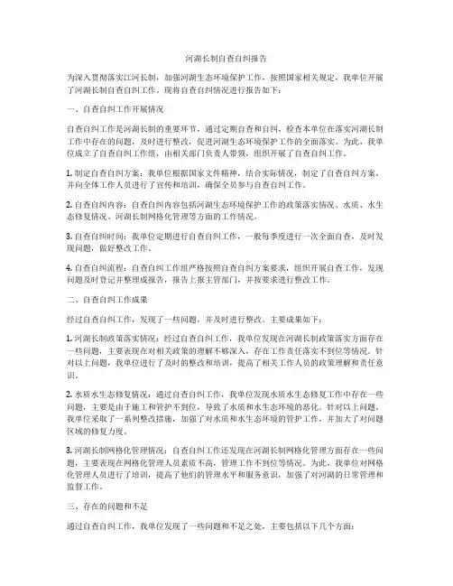 河湖长制自查自纠报告