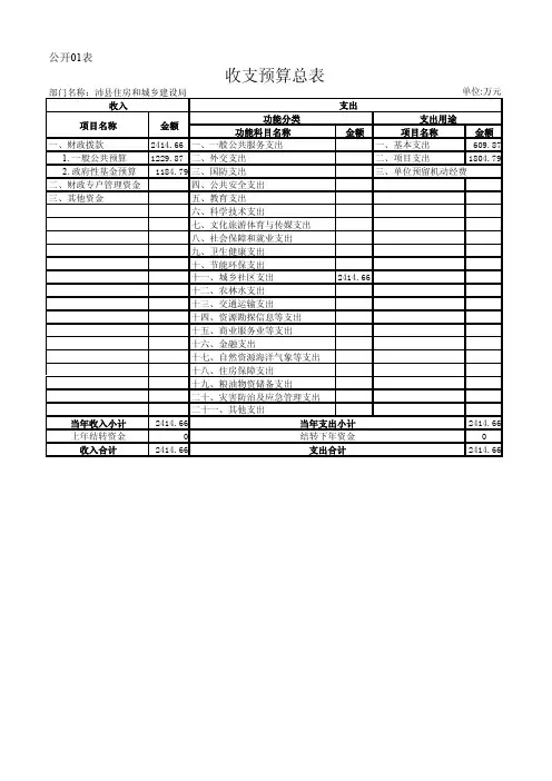 收支预算总表