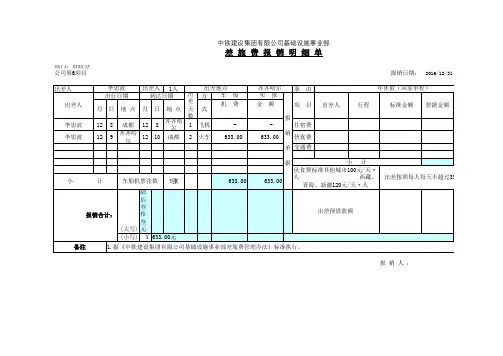 差旅费报销明细单