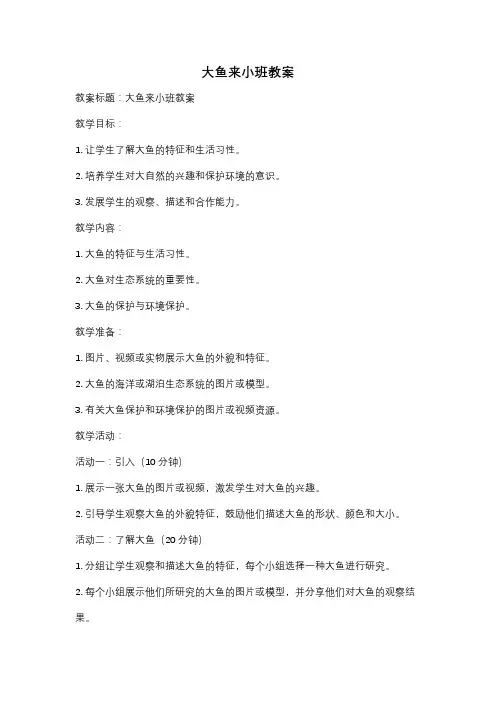 大鱼来小班教案