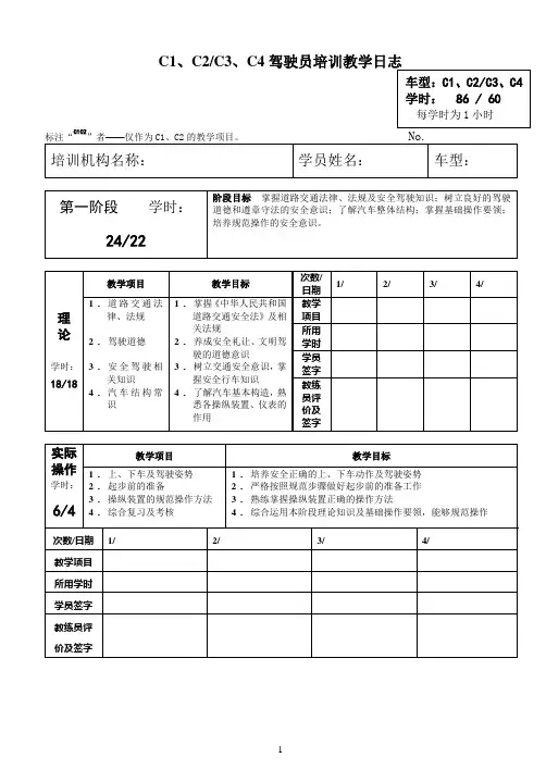 驾驶员培训教学日志