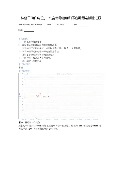 2021年神经干动作电位兴奋传导速度和不应期测定实验报告