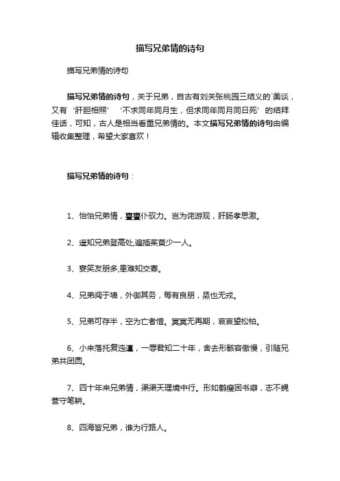 描写兄弟情的诗句