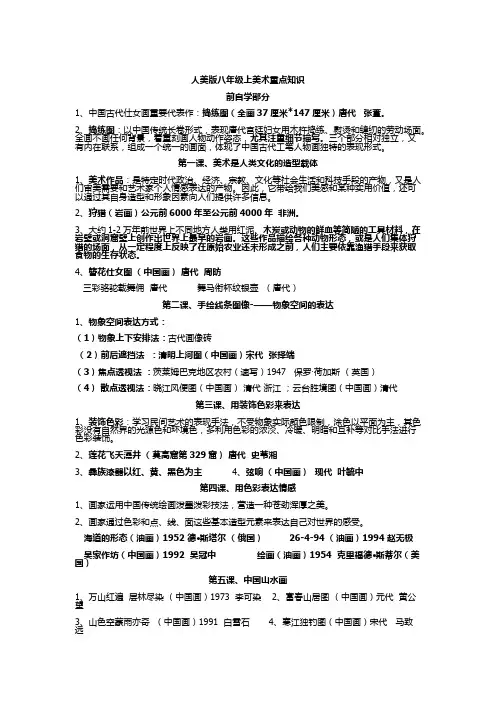 八年级上美术重点理论知识