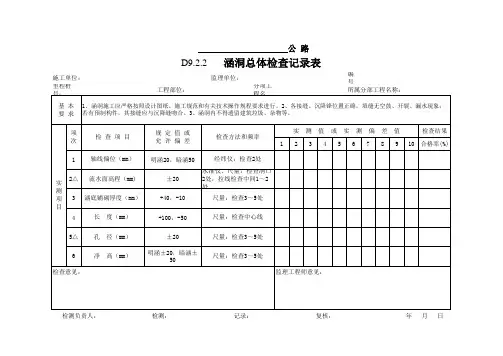 涵洞总体检查记录表