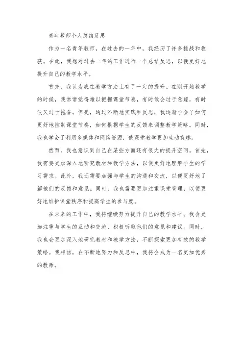 青年教师个人总结反思
