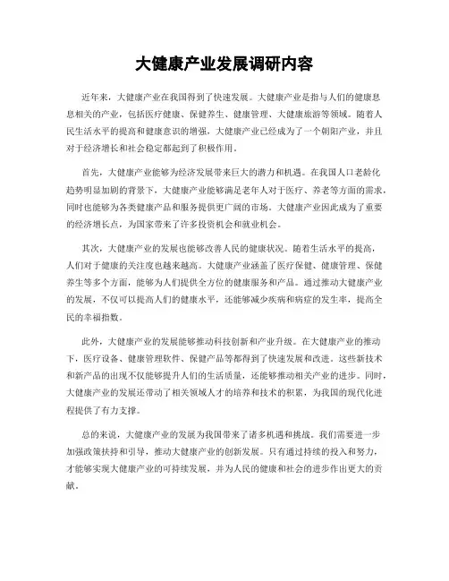 大健康产业发展调研内容