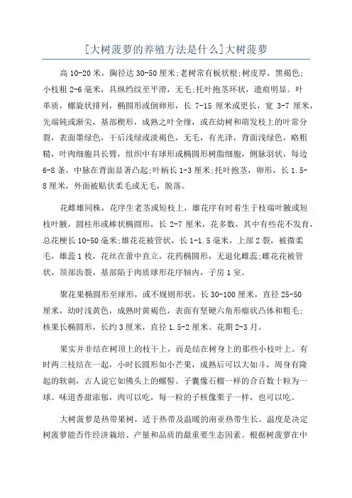 [大树菠萝的养殖方法是什么]大树菠萝