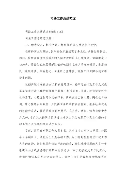 司法工作总结范文