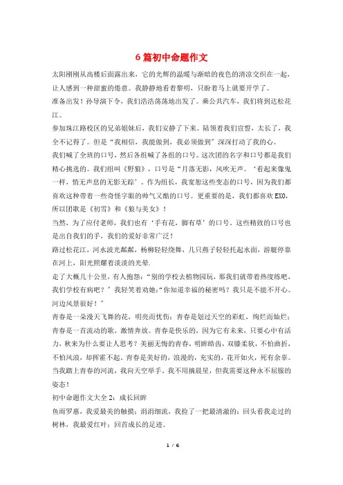 6篇初中命题作文