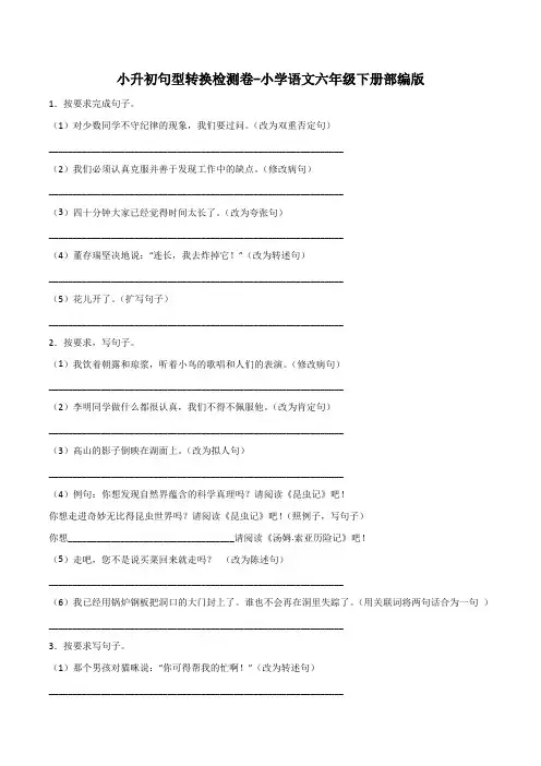 有答案-小升初句型转换检测卷