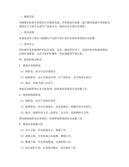 炉缸烧穿专项应急预案