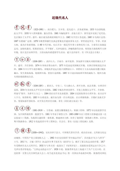 安徽近现代名人