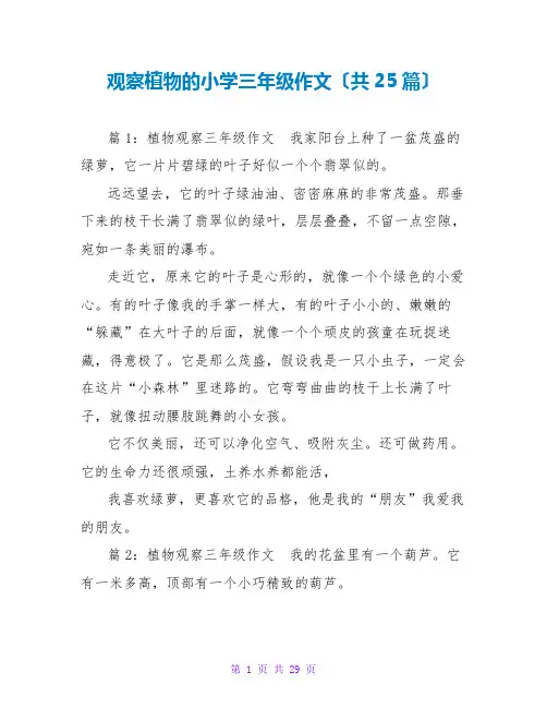 观察植物的小学三年级作文(共25篇)