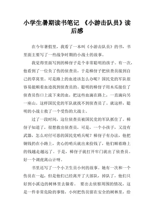小学生暑期读书笔记 《小游击队员》读后感