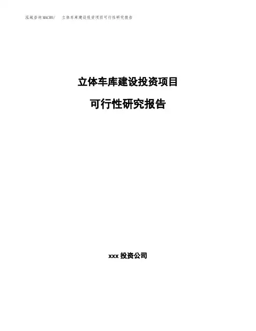 立体车库建设投资项目可行性研究报告(申报材料)