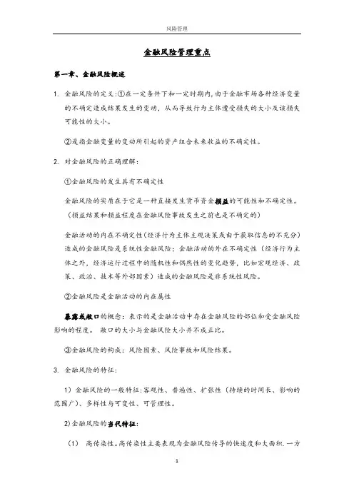 金融风险管理重点