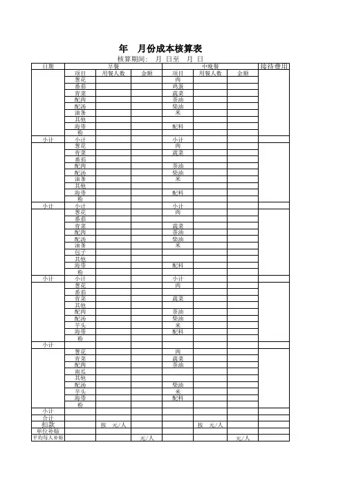 食堂成本核算表1