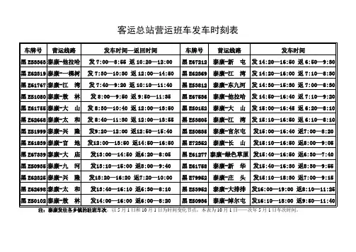 客运总站营运班车发车时刻表